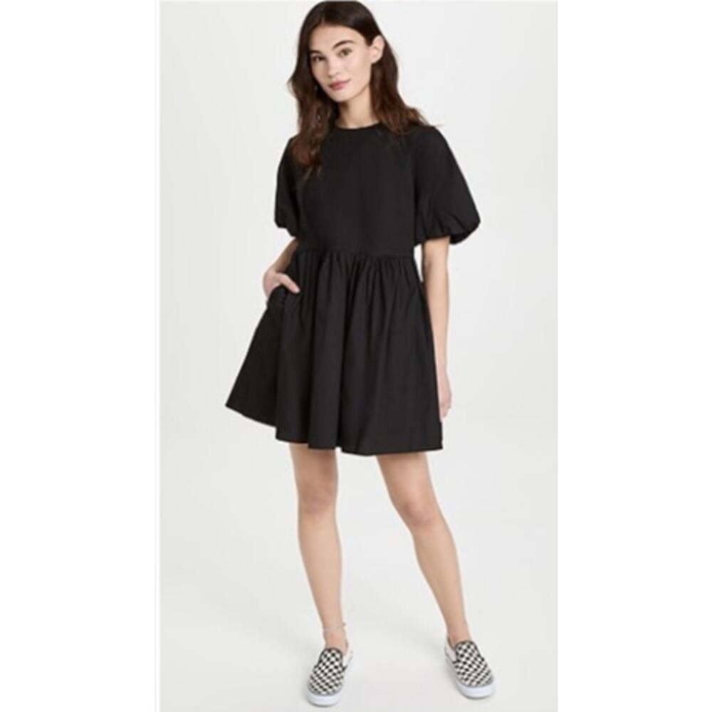 NEW! English Factory Short Balloon Sleeve Mini Dress in BLACK (XL) - Picture 6 of 9